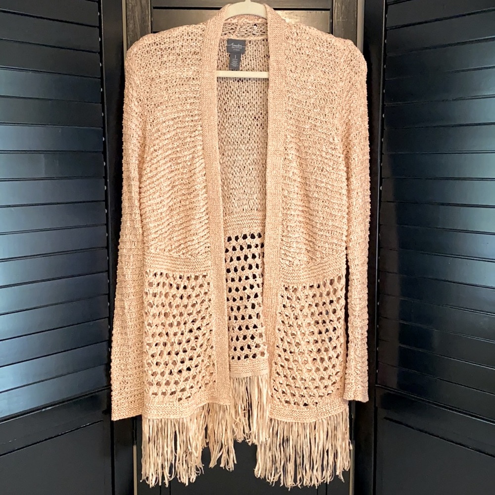 Chico’s Travelers X-Small Petite Open Fringe Cardigan
